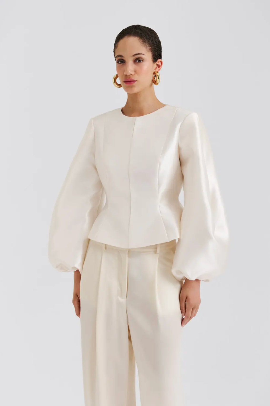 Vendela Balloon Sleeve Blouse Ivory Bluser